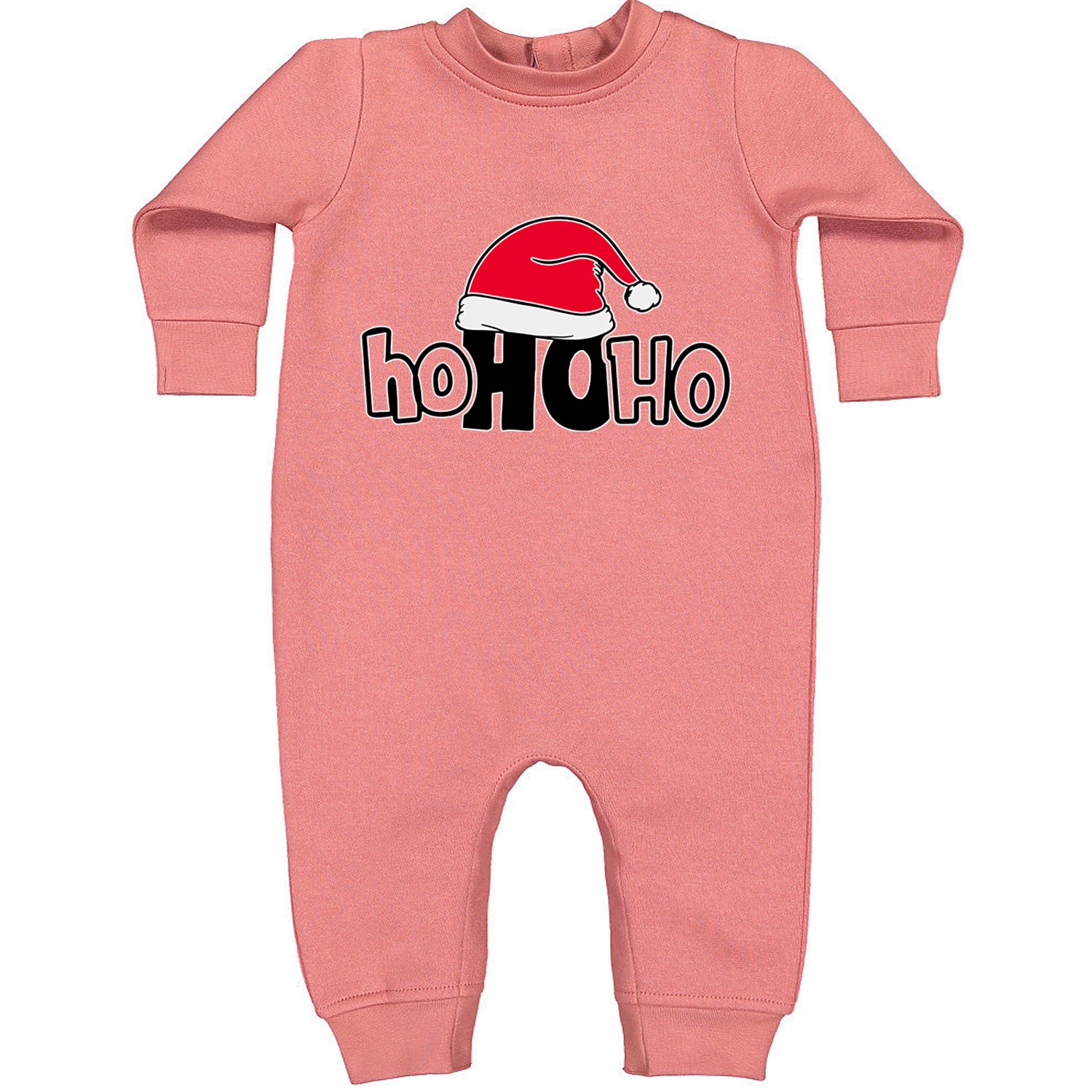 Ho Ho Ho Santa Christmas Hat Toddler Hoodie And Infant Fleece Romper Mauve