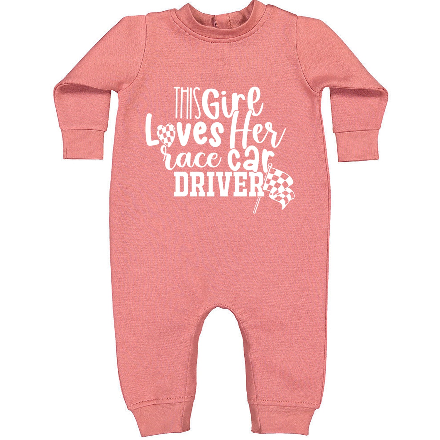 This Girl Loves Her Racecar Driver Toddler Hoodie And Infant Fleece Romper Mauve