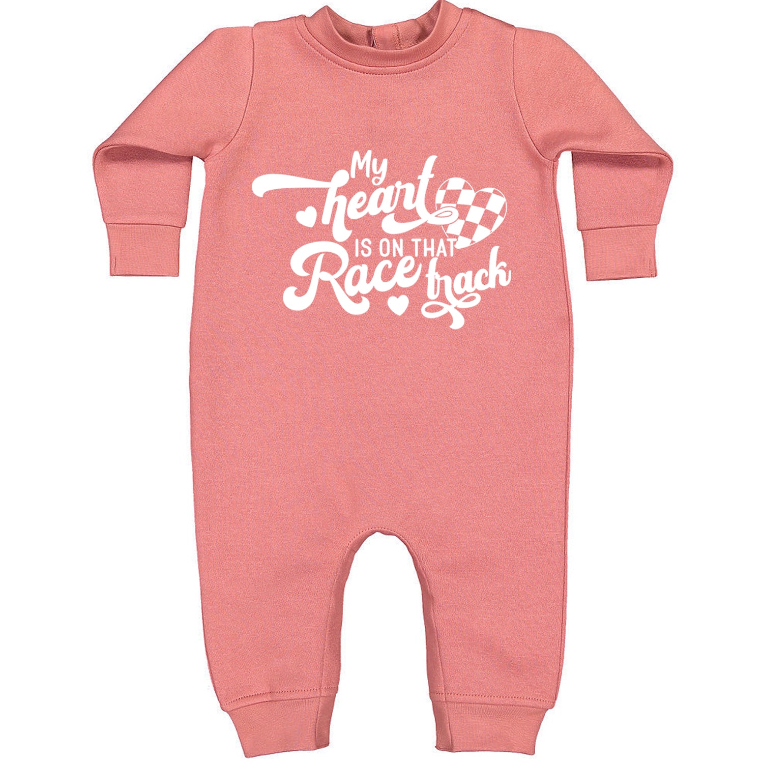 My Heart Is On That Race Track Toddler Hoodie And Infant Fleece Romper Mauve