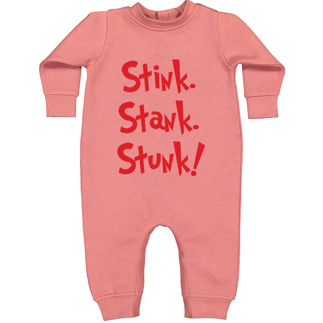 Stink Stank Stunk Gr-nch graphic on Toddler Hoodie and Baby Fleece Onesie in Mauve alternate view 2