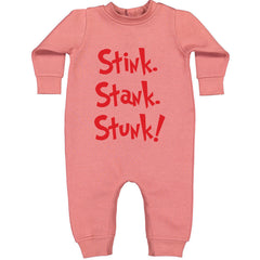Stink Stank Stunk Gr-nch graphic on Toddler Hoodie and Baby Fleece Onesie in Mauve alternate view 2