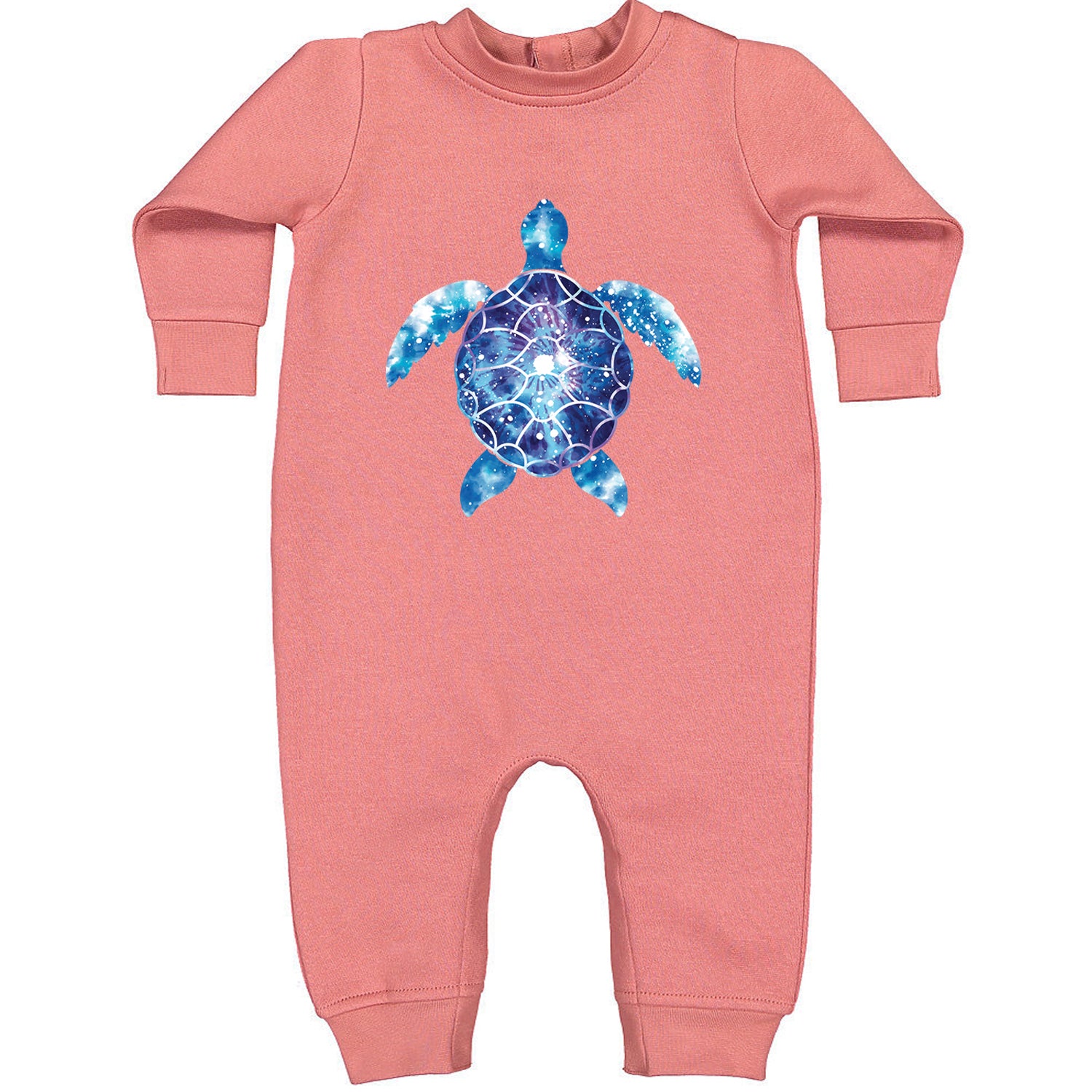 Ocean Aura Tie-Dye Sea Turtle Toddler Hoodie And Infant Fleece Romper Mauve