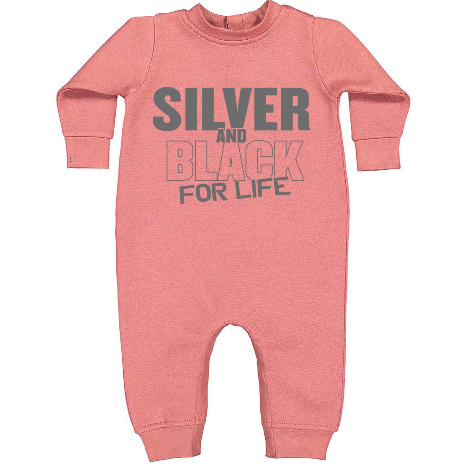 Silver And Black For Life Football Fan Toddler Hoodie And Infant Fleece Romper Mauve