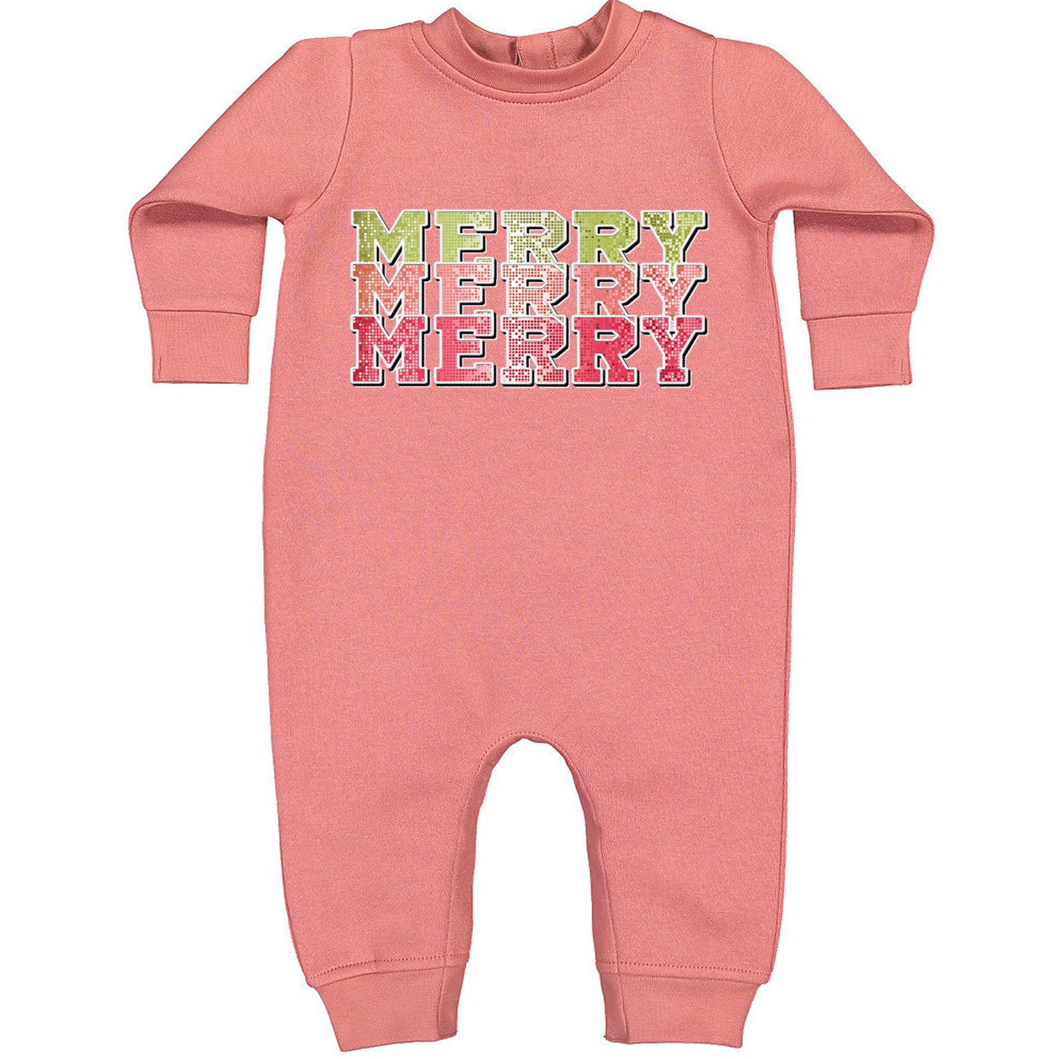 Merry Merry Merry Faux Sequins Toddler Hoodie And Infant Fleece Romper Mauve