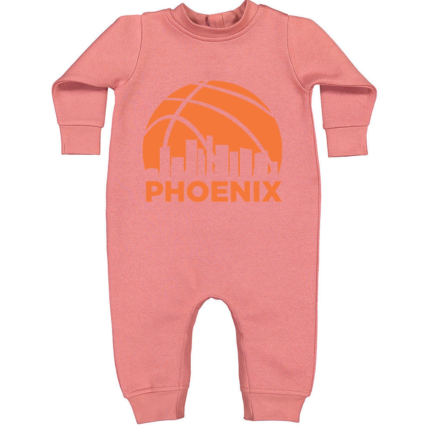 Phoenix Basketball Sunset City Skyline Toddler Hoodie And Infant Fleece Romper Mauve