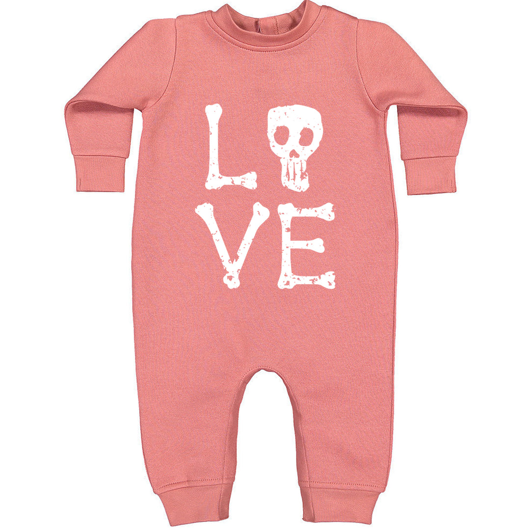 Love Skeleton Bones graphic on Toddler Hoodie and Baby Fleece Onesie in Mauve alternate view 2