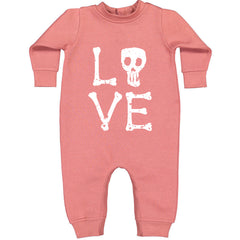Love Skeleton Bones graphic on Toddler Hoodie and Baby Fleece Onesie in Mauve alternate view 2