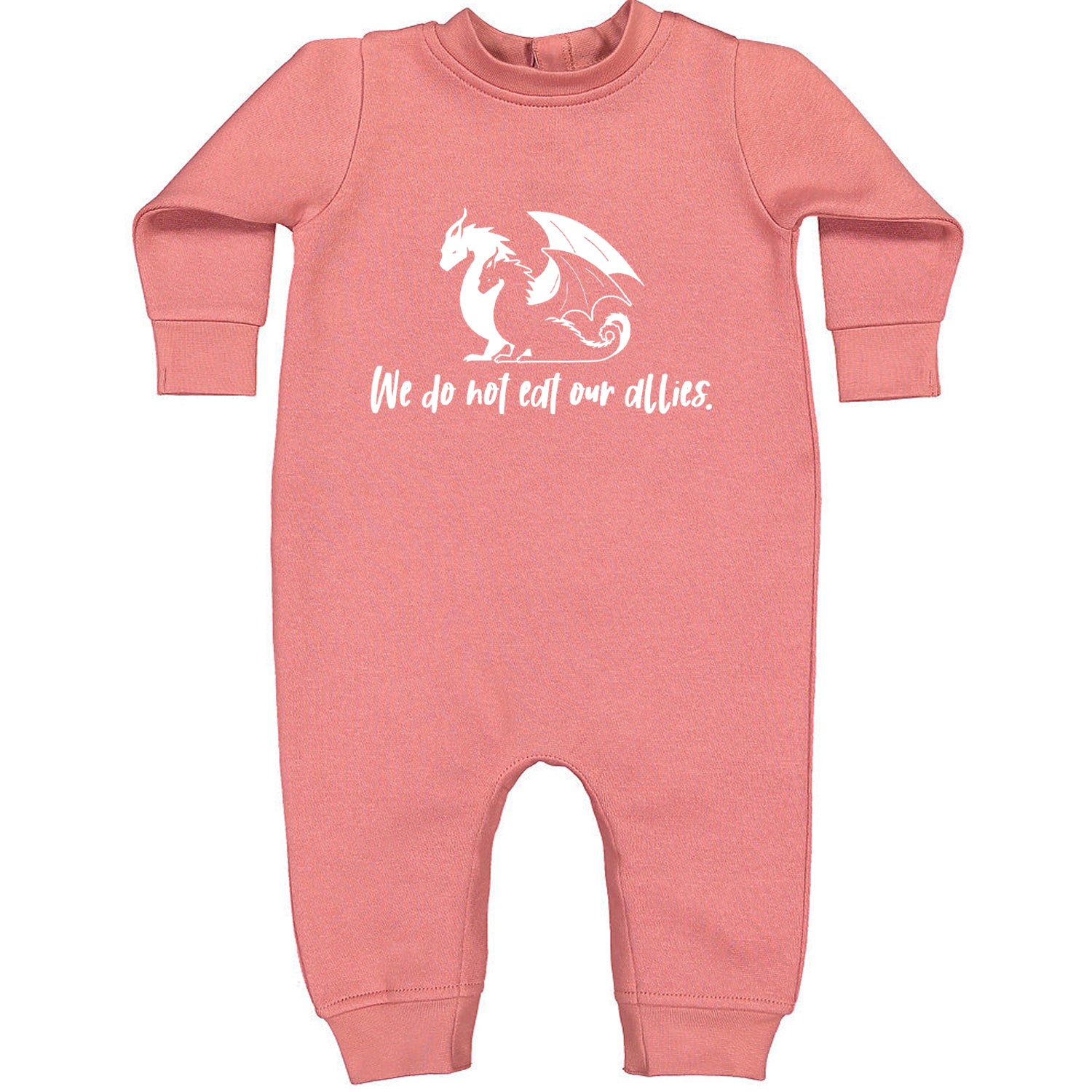 We Do Not Eat Our Allies Fourth Wing Basgiath Toddler Hoodie Or Infant Fleece Romper Mauve