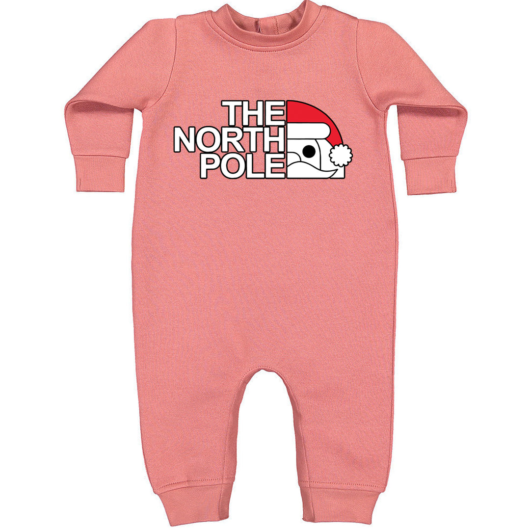 The North Pole Santa Face graphic on Toddler Hoodie and Baby Fleece Onesie in Mauve