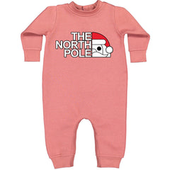 The North Pole Santa Face graphic on Toddler Hoodie and Baby Fleece Onesie in Mauve
