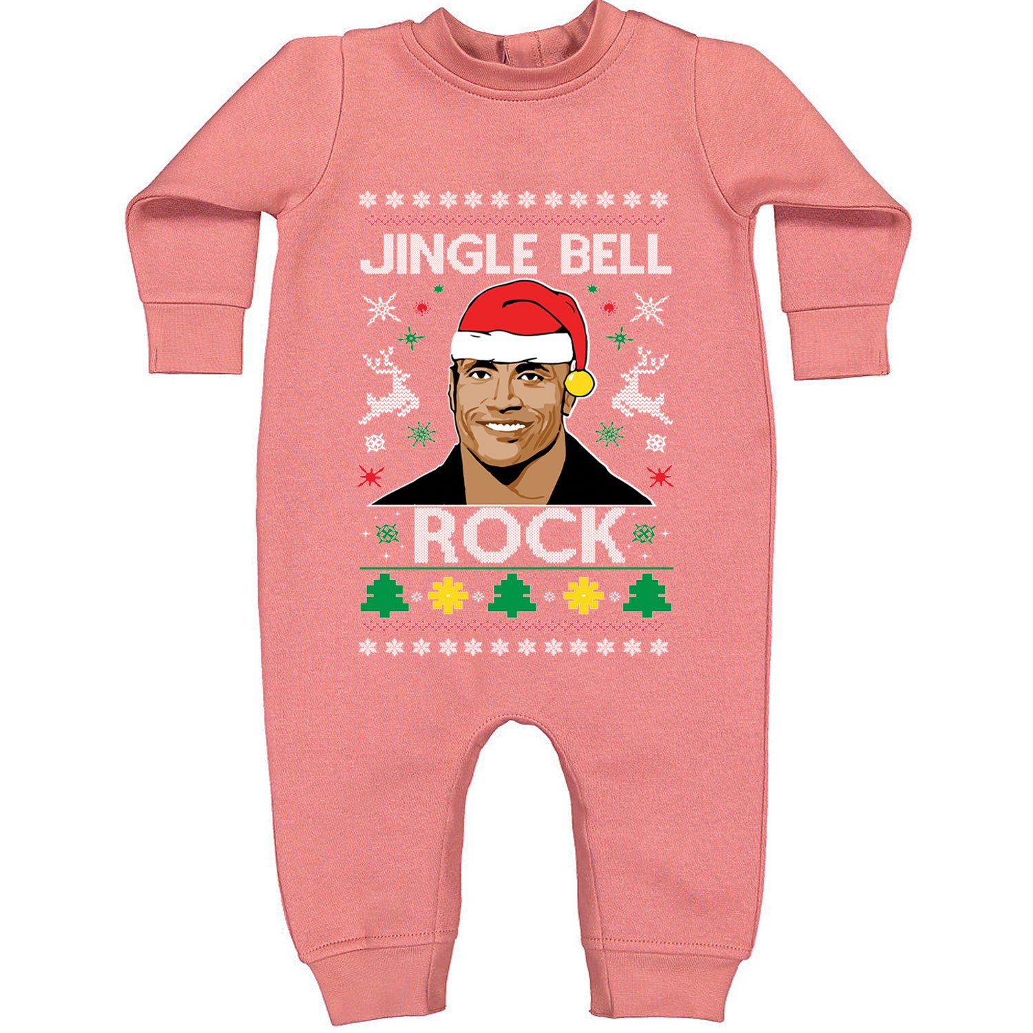 Jingle Bell Rock Ugly Christmas Toddler Hoodie And Infant Fleece Romper Mauve