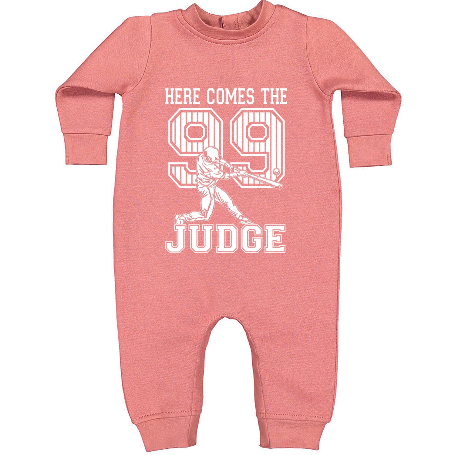 Here Comes The Judge 99 NY Baseball  Toddler Hoodie And Infant Fleece Romper Mauve