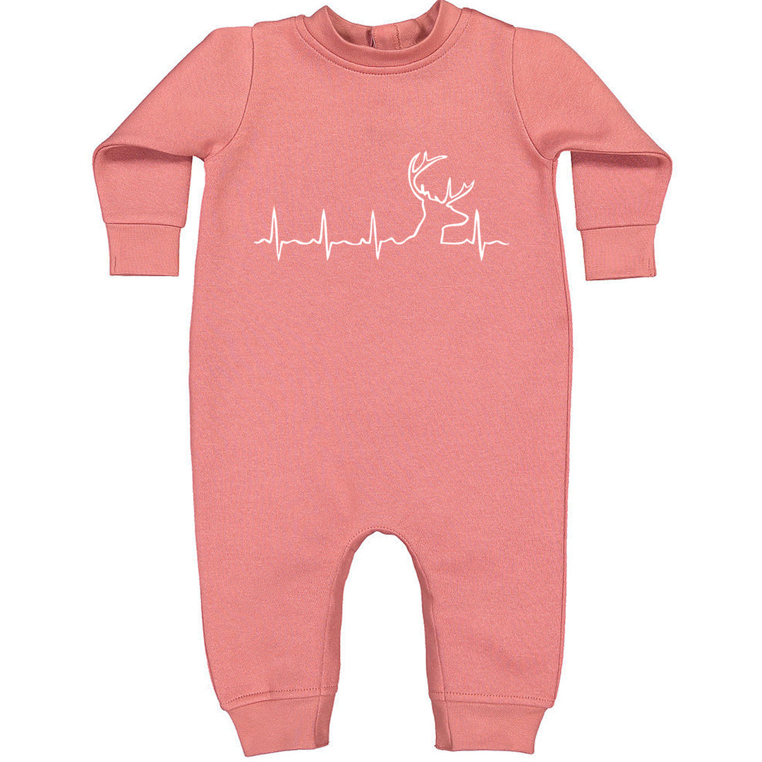 Hunting Heartbeat Deer Hunter Buck Stag Antlers graphic on Toddler Hoodie and Baby Fleece Onesie in Mauve alternate view 2