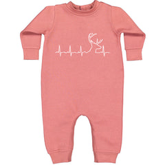 Hunting Heartbeat Deer Hunter Buck Stag Antlers graphic on Toddler Hoodie and Baby Fleece Onesie in Mauve alternate view 2