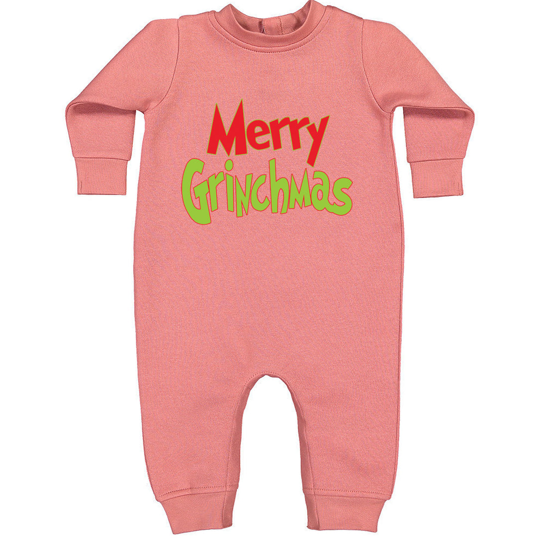 Merry Grinchmas Jolly Merry Christmas Toddler Hoodie And Infant Fleece Romper Mauve