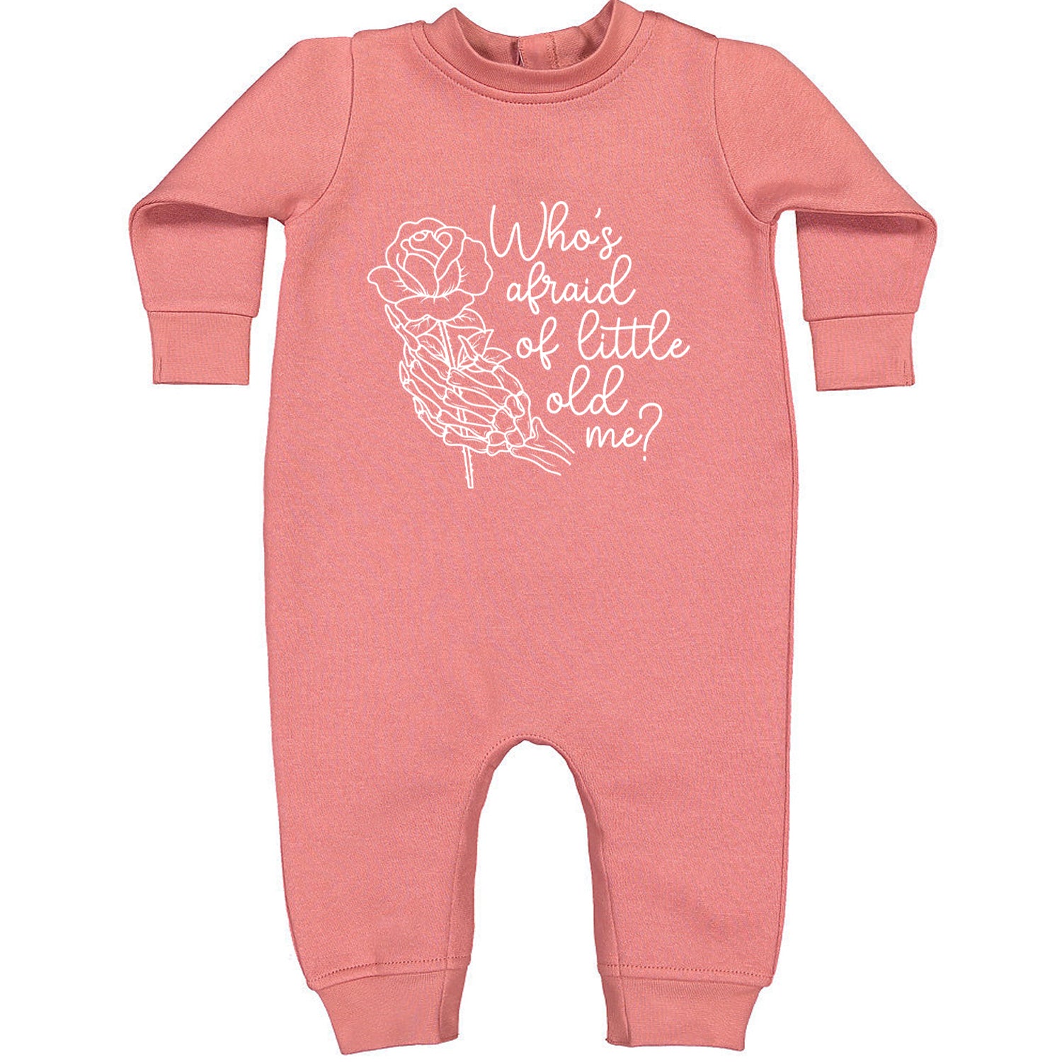 Who's Afraid Of Little Old Me Rose Skeleton Hand Toddler Hoodie And Infant Fleece Romper Mauve