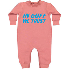 In Goff We Trust Detroit graphic on Toddler Hoodie and Baby Fleece Onesie in Mauve alternate view 2