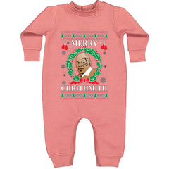 Merry Chrithmith Ugly Christmas graphic on Toddler Hoodie and Baby Fleece Onesie in Mauve