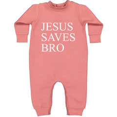 Jesus Saves Bro  Toddler Hoodie And Infant Fleece Romper Mauve