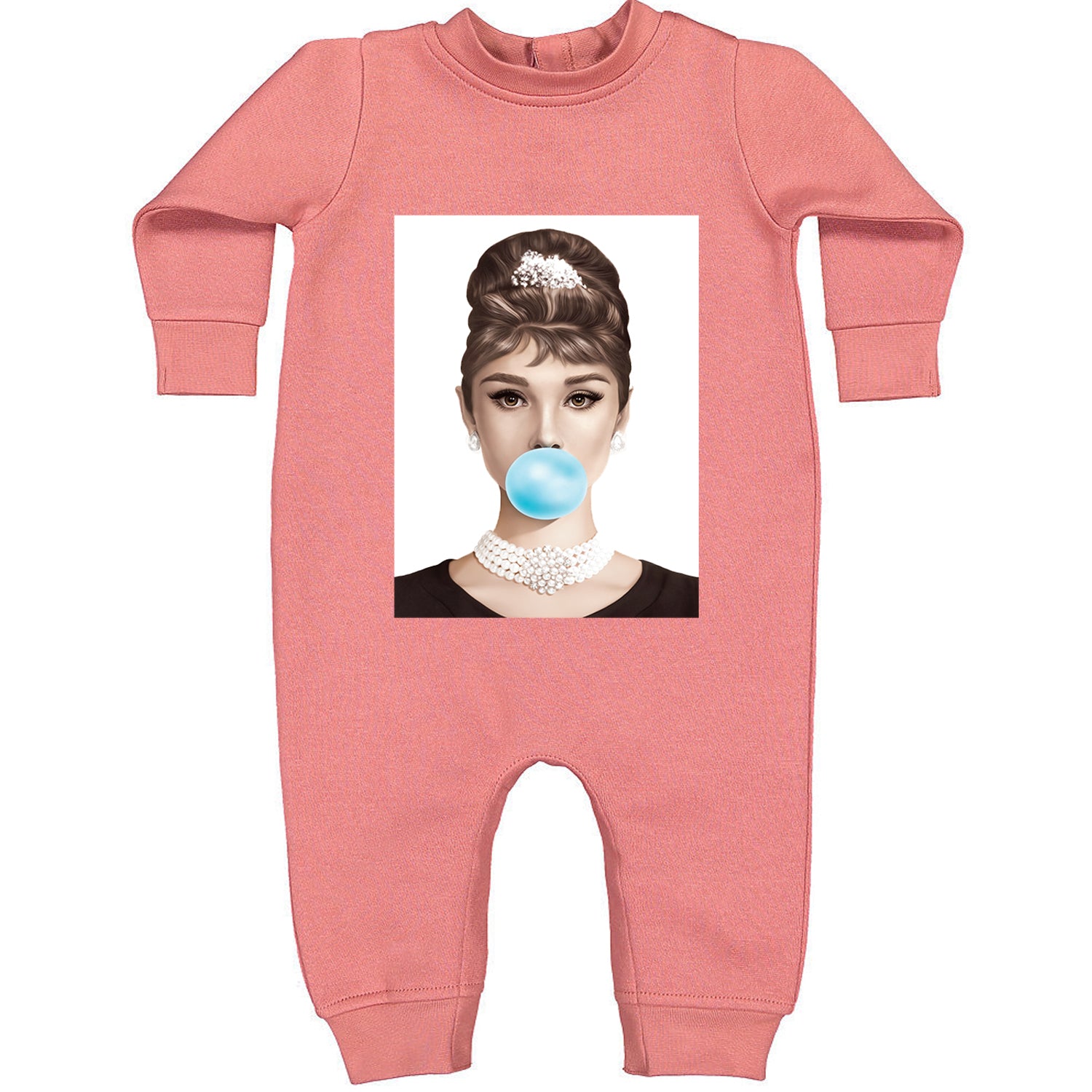 Audrey Hepburn Chewing Bubble Gum American Icon Toddler Hoodie And Infant Fleece Romper Mauve