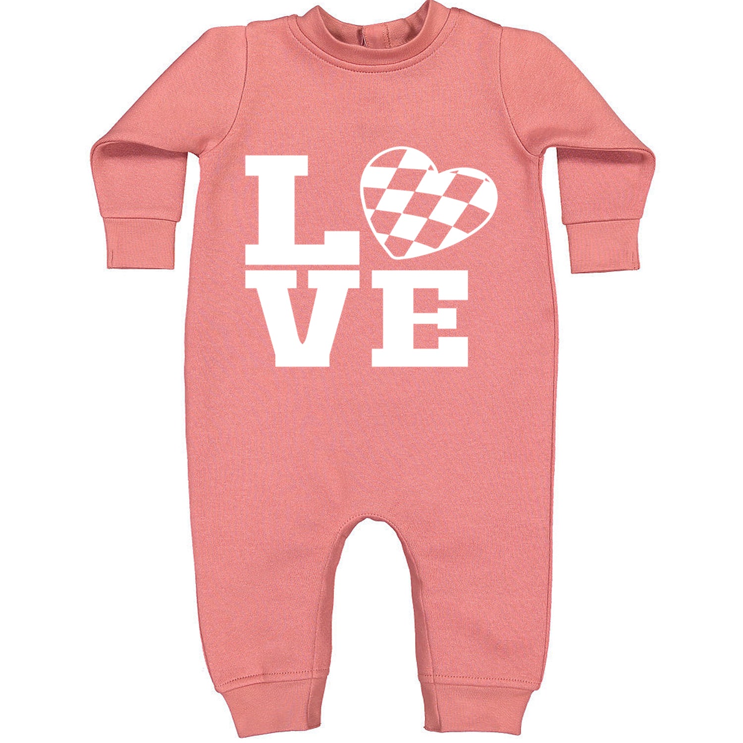 Love Racing Checkered Flag Heart Toddler Hoodie And Infant Fleece Romper Mauve