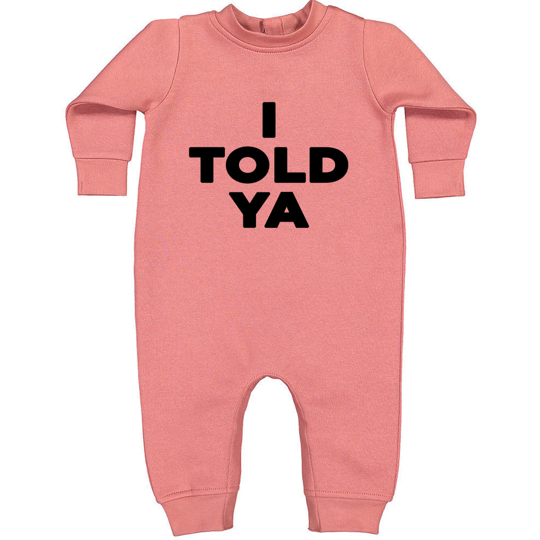 I Told Ya Challenger Black Print Toddler Hoodie And Infant Fleece Romper Mauve