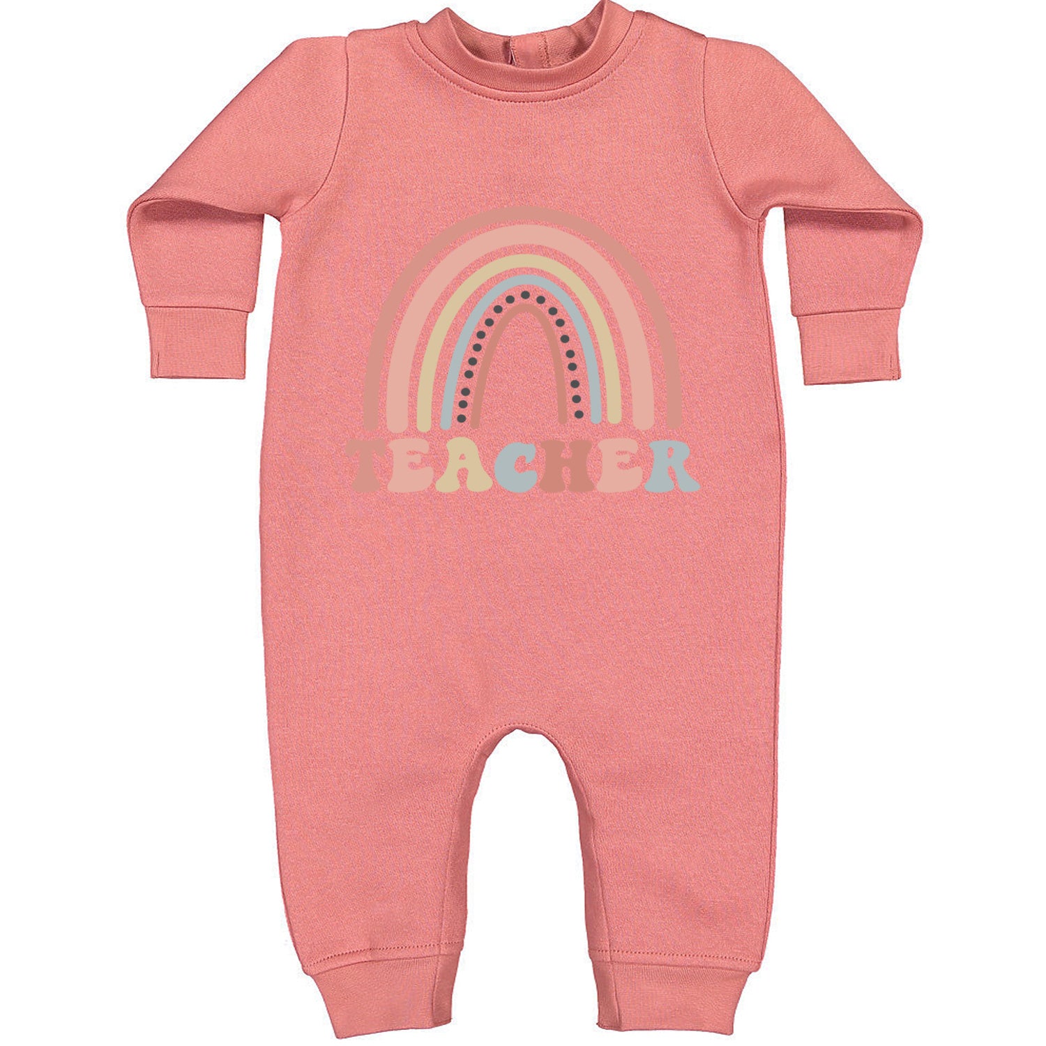 Teacher Pastel Rainbow Toddler Hoodie And Infant Fleece Romper Mauve