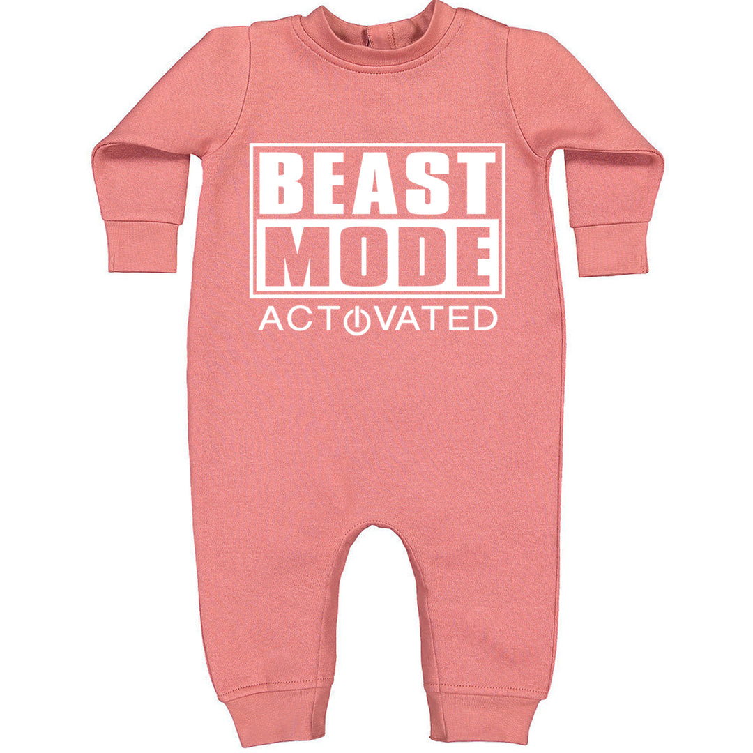 Activated Beast Mode Workout Gym Clothing Toddler Hoodie And Infant Fleece Romper Mauve