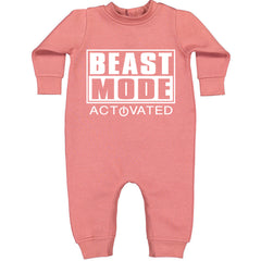 Activated Beast Mode Workout Gym Clothing Toddler Hoodie And Infant Fleece Romper Mauve