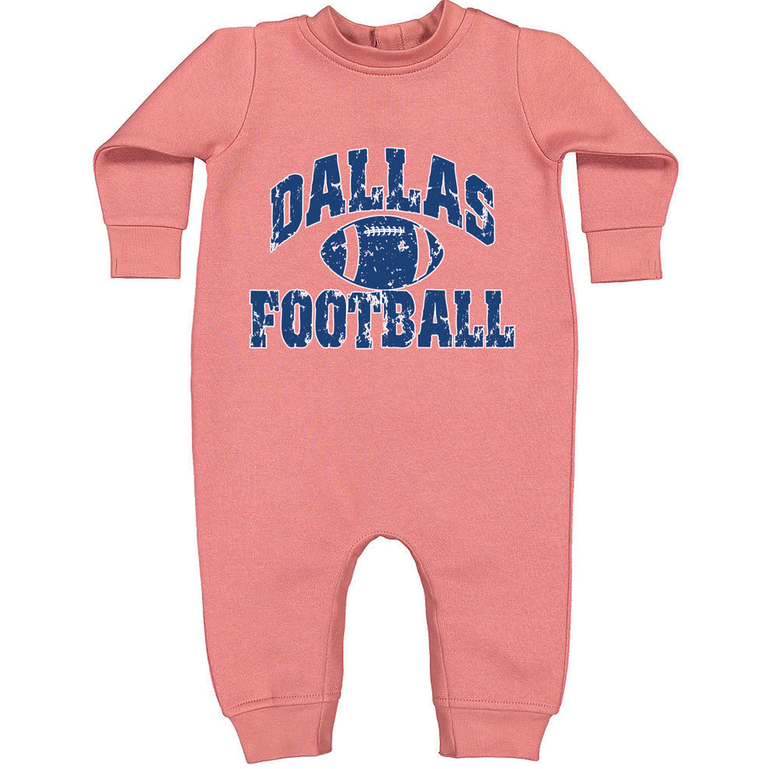 Dallas Distressed Football Toddler Hoodie And Infant Fleece Romper Mauve