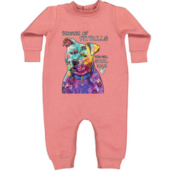 Beware Of Pit Bulls, They Will Steal Your Heart  Toddler Hoodie And Infant Fleece Romper Mauve