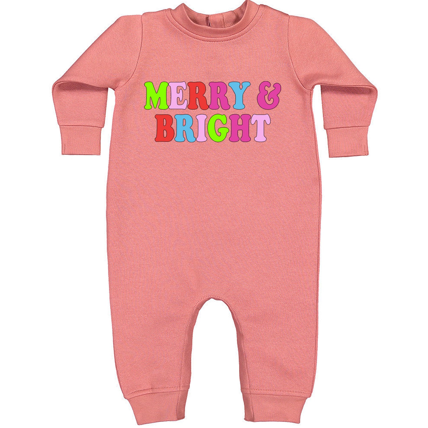 Merry and Bright Festive Christmas Holiday Toddler Hoodie And Infant Fleece Romper Mauve