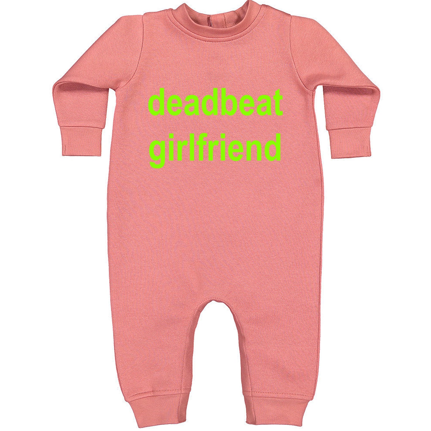 Deadbeat Girlfriend Y2K Slogan Toddler Hoodie And Infant Fleece Romper Mauve