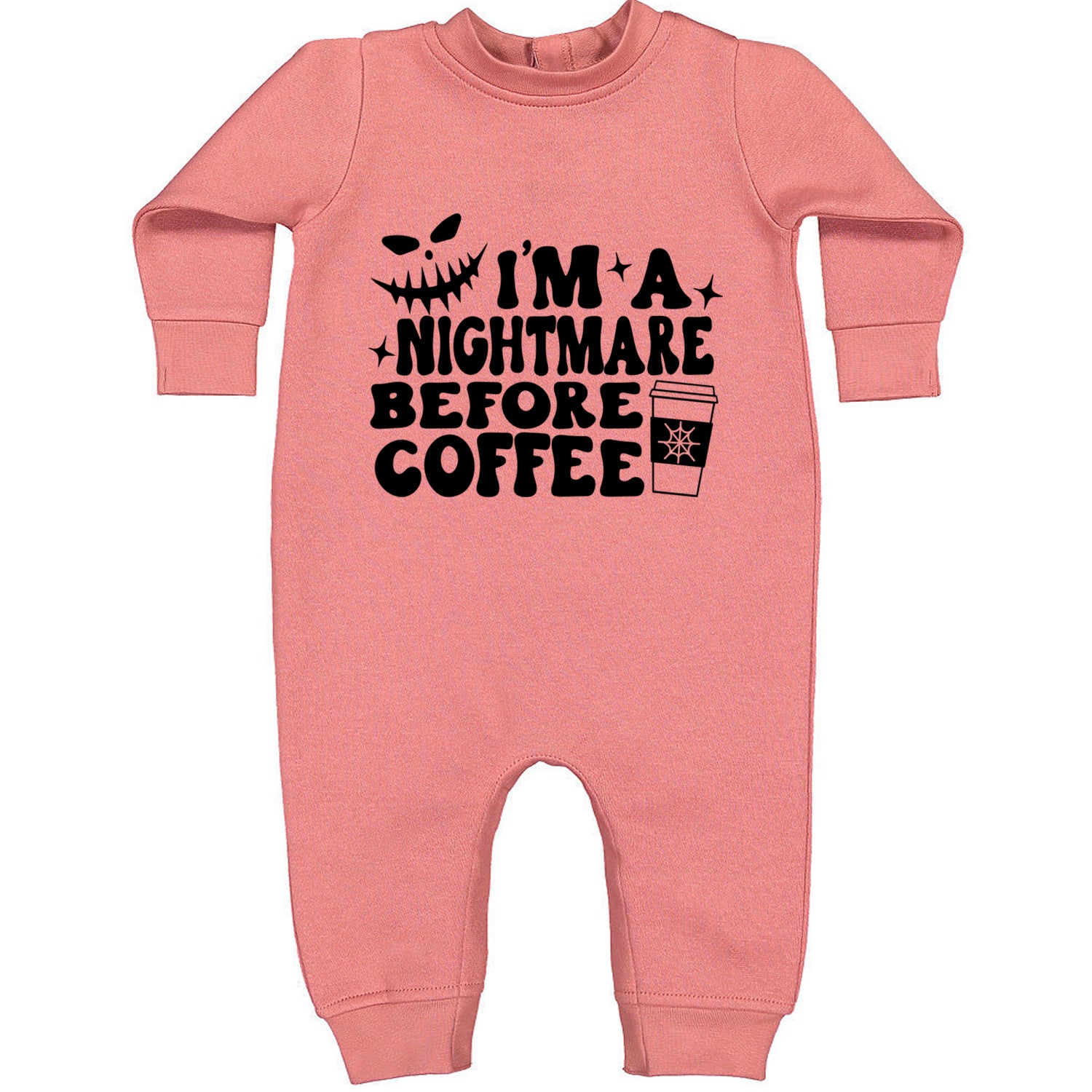 I'm A Nightmare Before Coffee Toddler Hoodie And Infant Fleece Romper Mauve