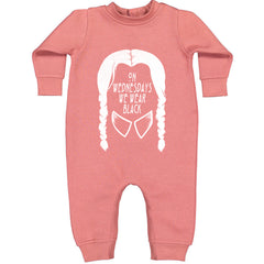 On Wednesdays, We Wear Black Toddler Hoodie And Infant Fleece Romper Mauve