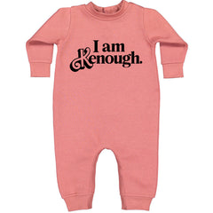 I Am Kenough Barbenheimer Toddler Hoodie And Infant Fleece Romper Mauve