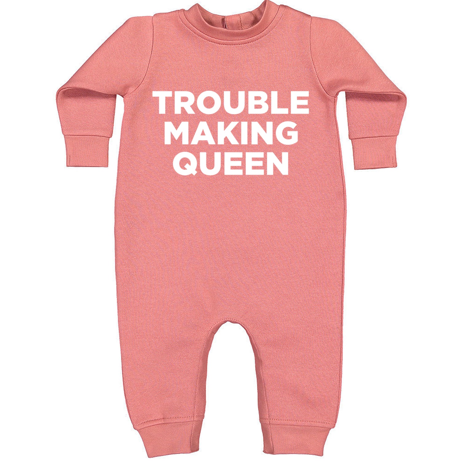 Trouble Making Queen Material Girl Celebration Toddler Hoodie And Infant Fleece Romper Mauve