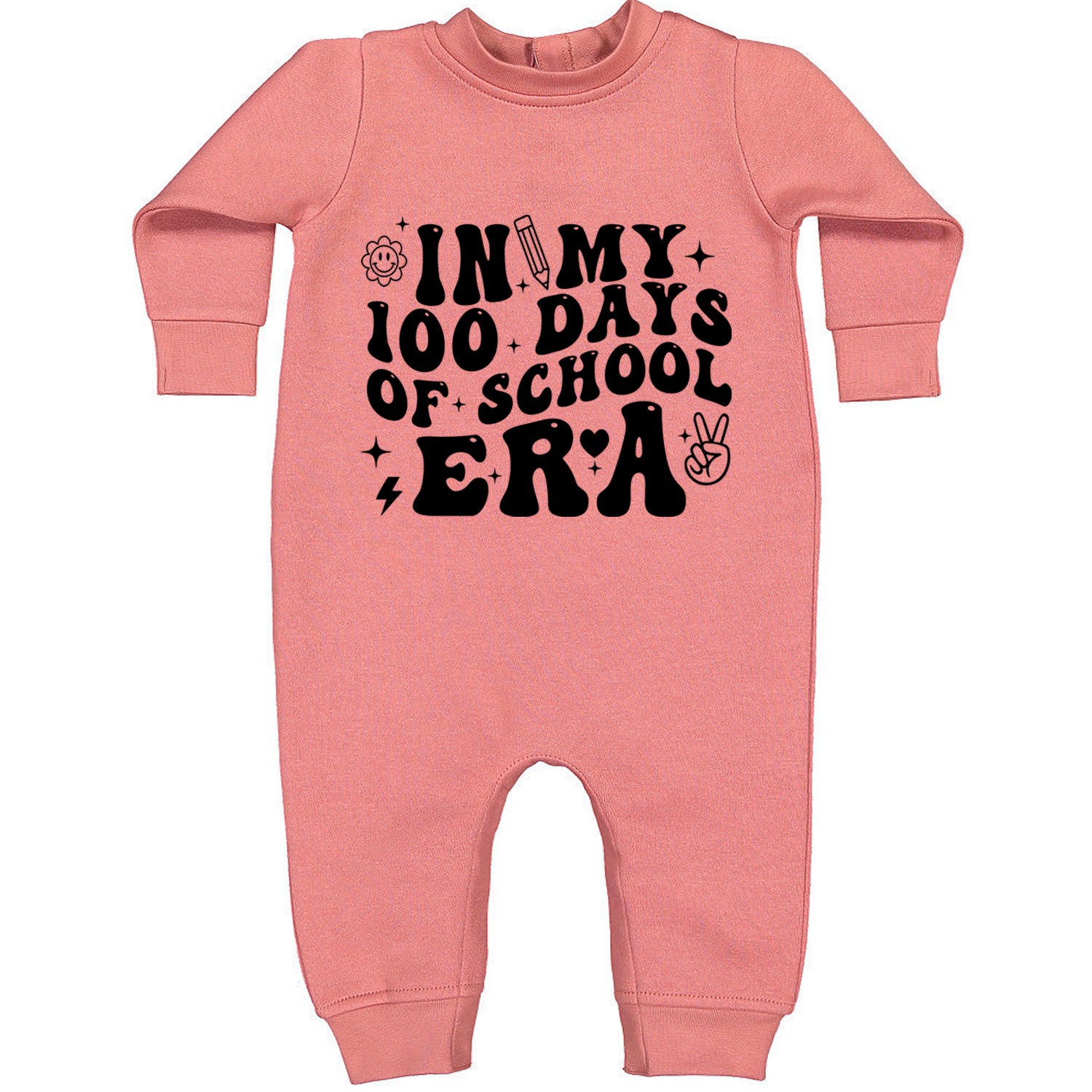 In My 100 Days Of School Era Toddler Hoodie And Infant Fleece Romper Mauve