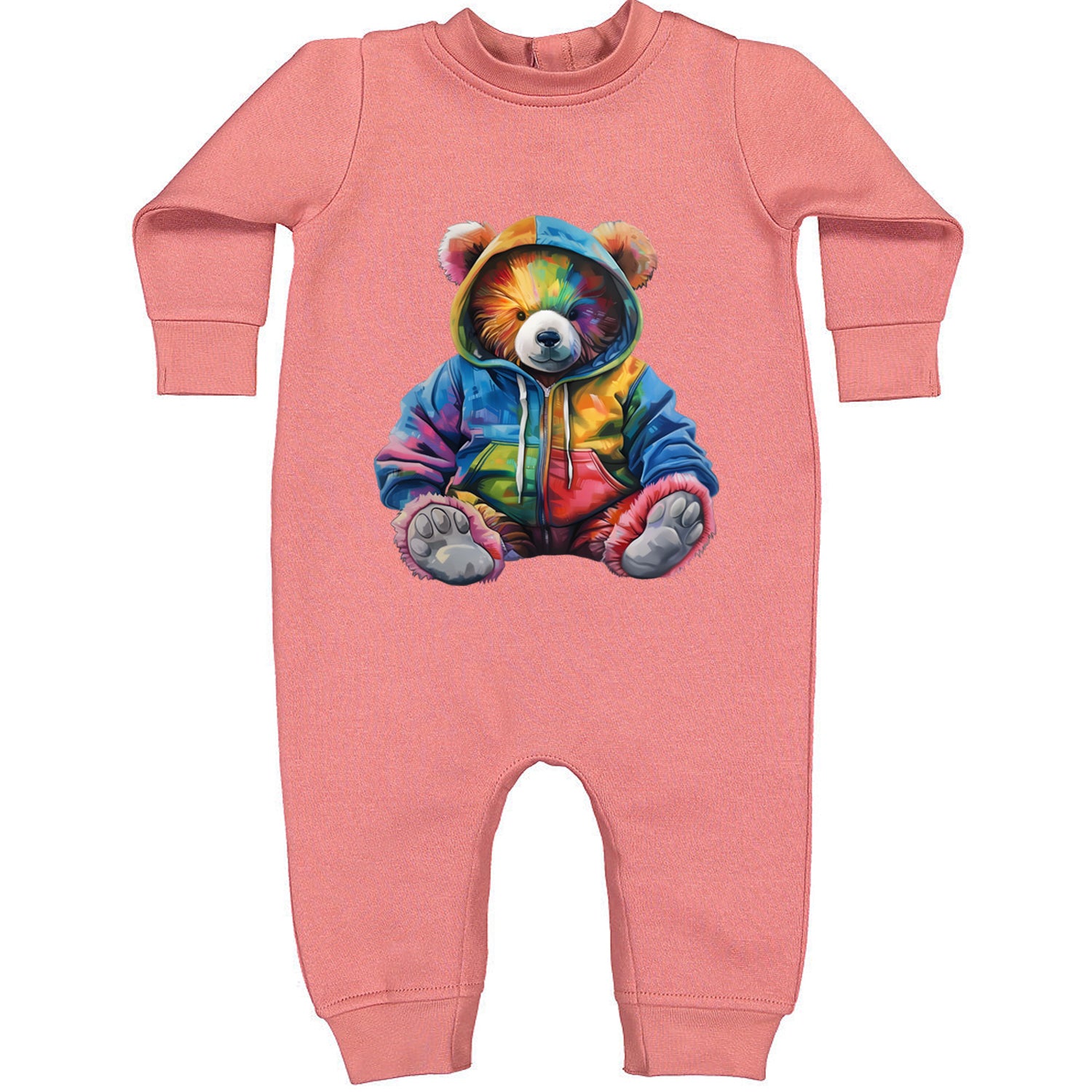 Rainbow Streetwear Urban Graffiti Bear Toddler Hoodie Or Infant Fleece Romper Mauve