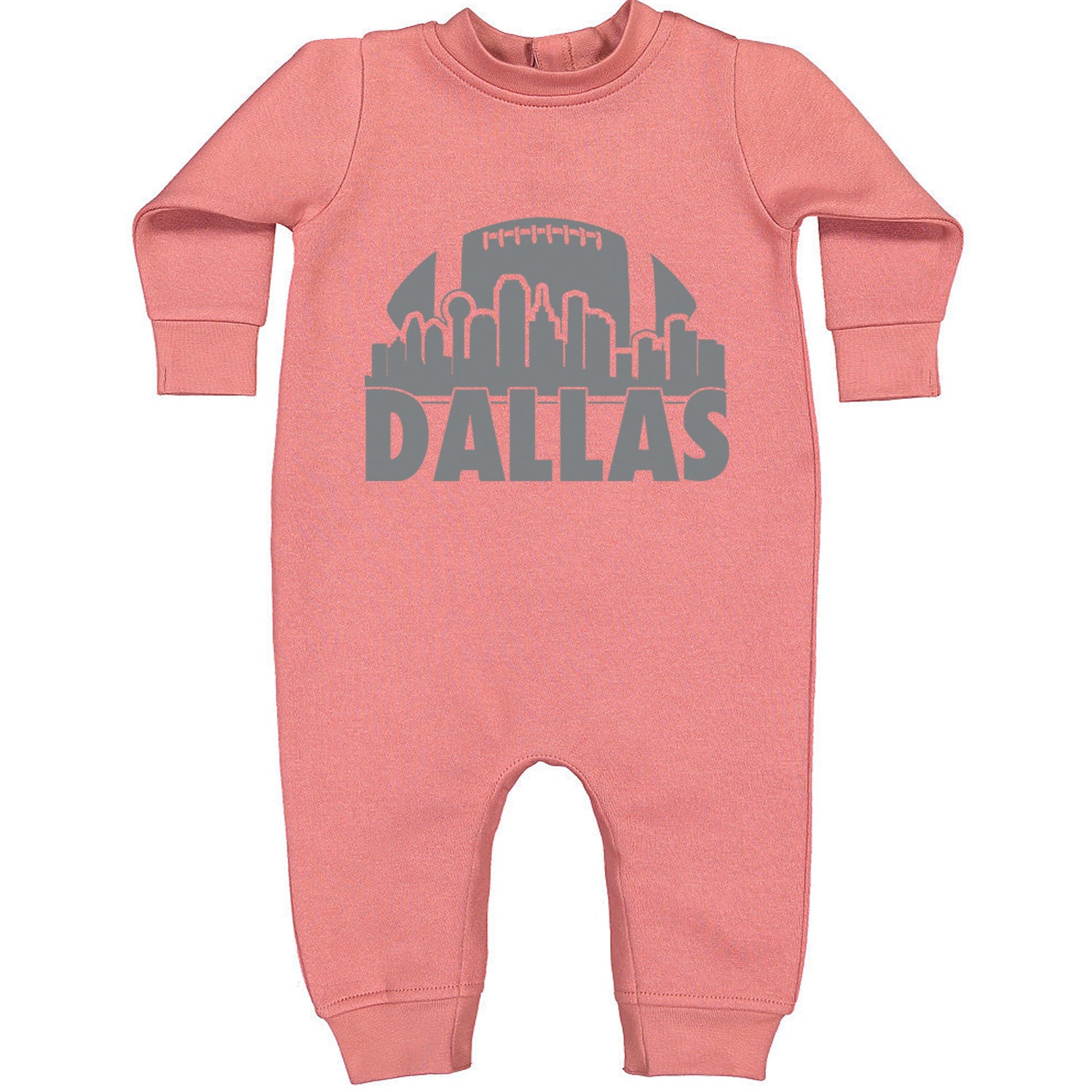 Dallas Texas Skyline Toddler Hoodie And Infant Fleece Romper Mauve