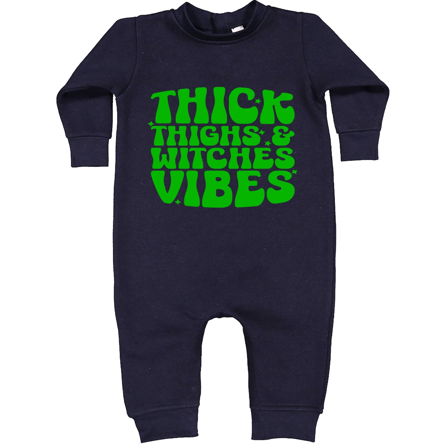 Thick Thighs And Witches Vibes Toddler Hoodie And Infant Fleece Romper Navy Blue