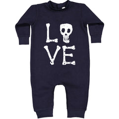 Love Skeleton Bones graphic on Toddler Hoodie and Baby Fleece Onesie in Navy Blue alternate view 2