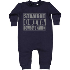 Straight Outta Cowboys Nation   Toddler Hoodie And Infant Fleece Romper Navy Blue
