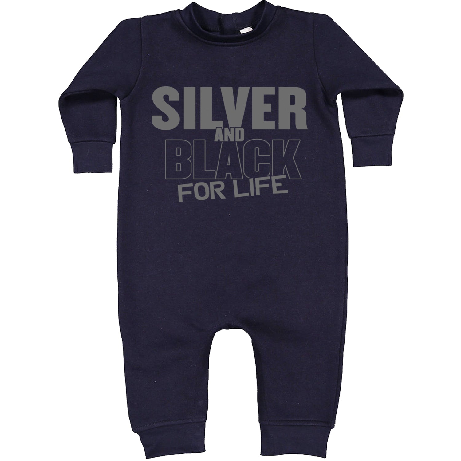 Silver And Black For Life Football Fan Toddler Hoodie And Infant Fleece Romper Navy Blue