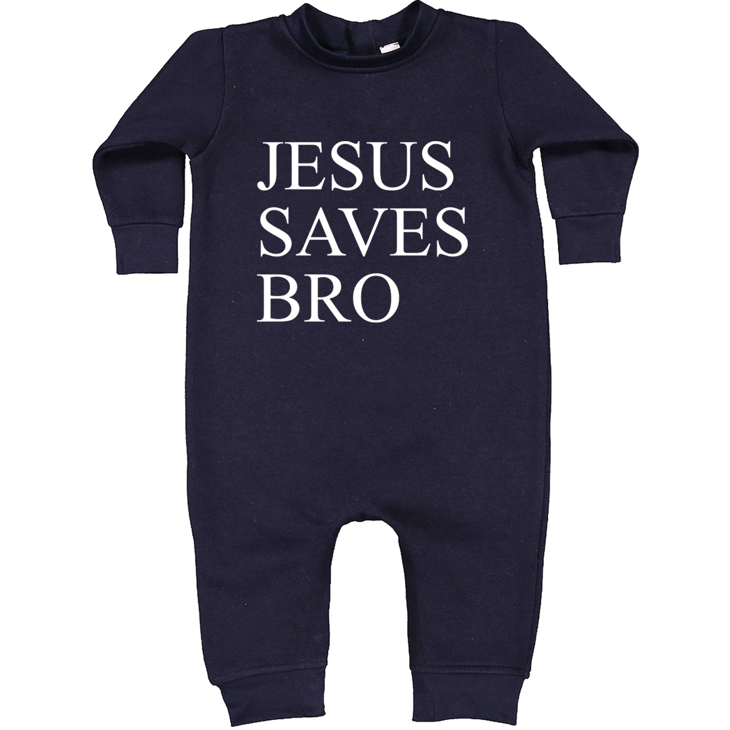 Jesus Saves Bro  Toddler Hoodie And Infant Fleece Romper Navy Blue