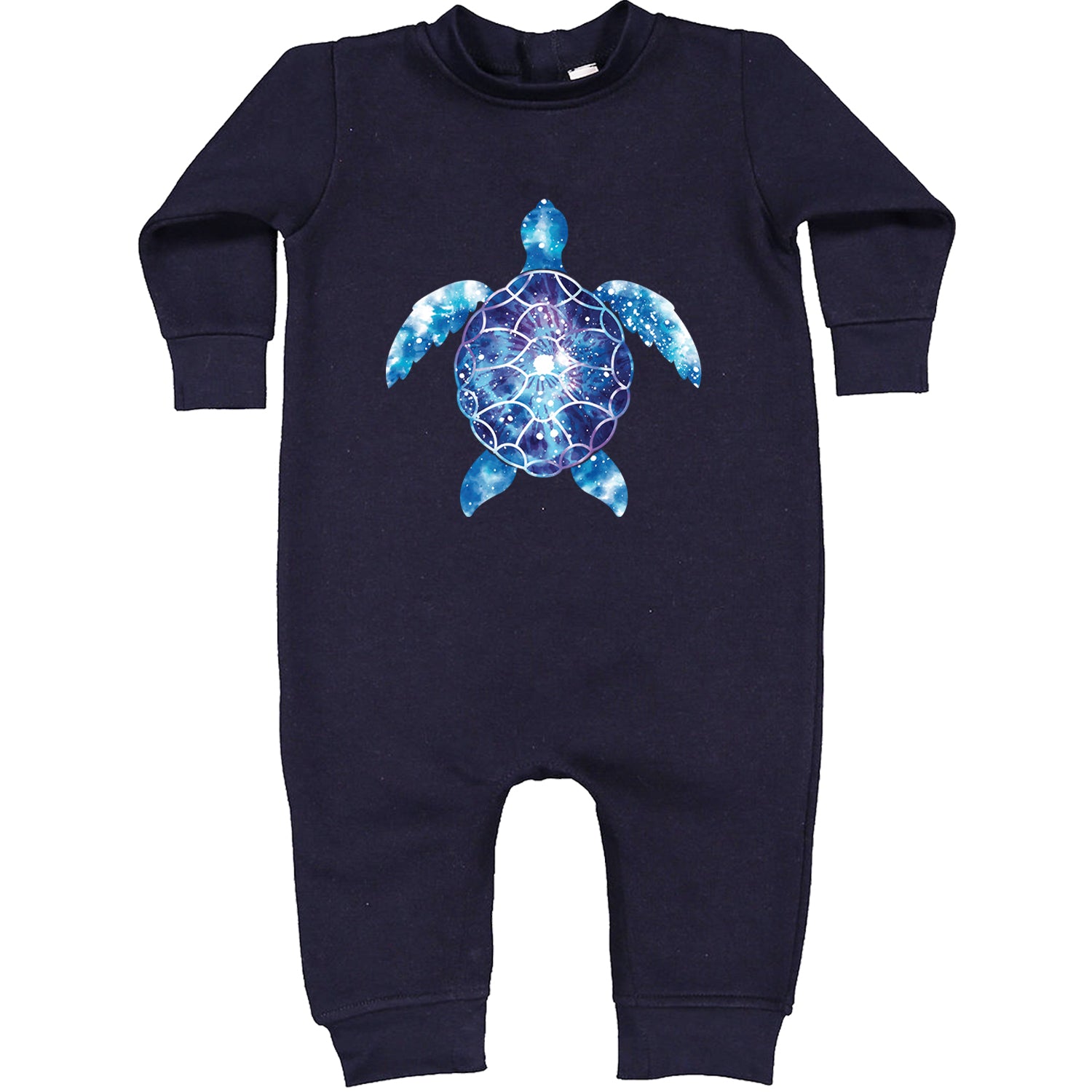 Ocean Aura Tie-Dye Sea Turtle Toddler Hoodie And Infant Fleece Romper Navy Blue