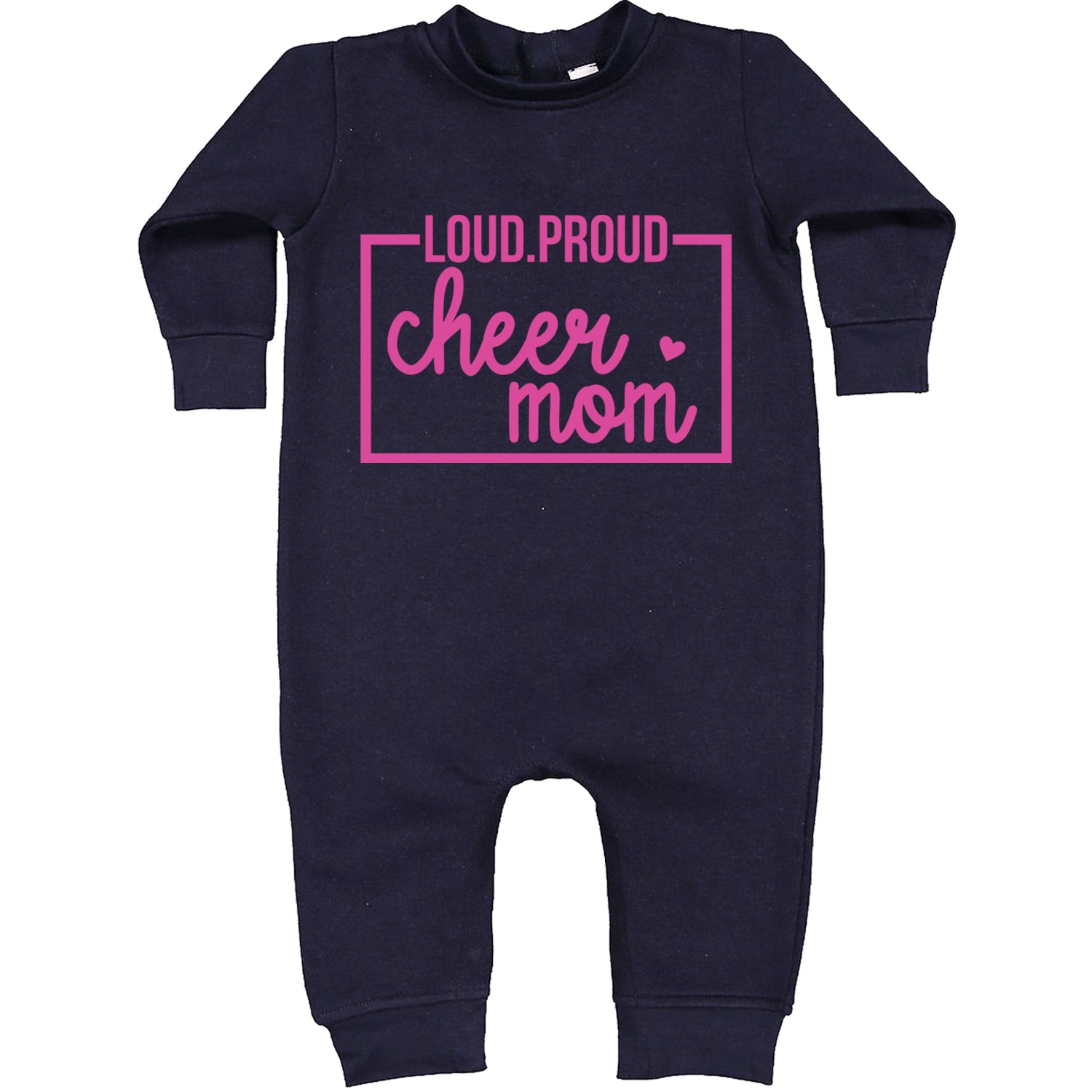 Loud Proud Cheerleader Mom Toddler Hoodie And Infant Fleece Romper Navy Blue