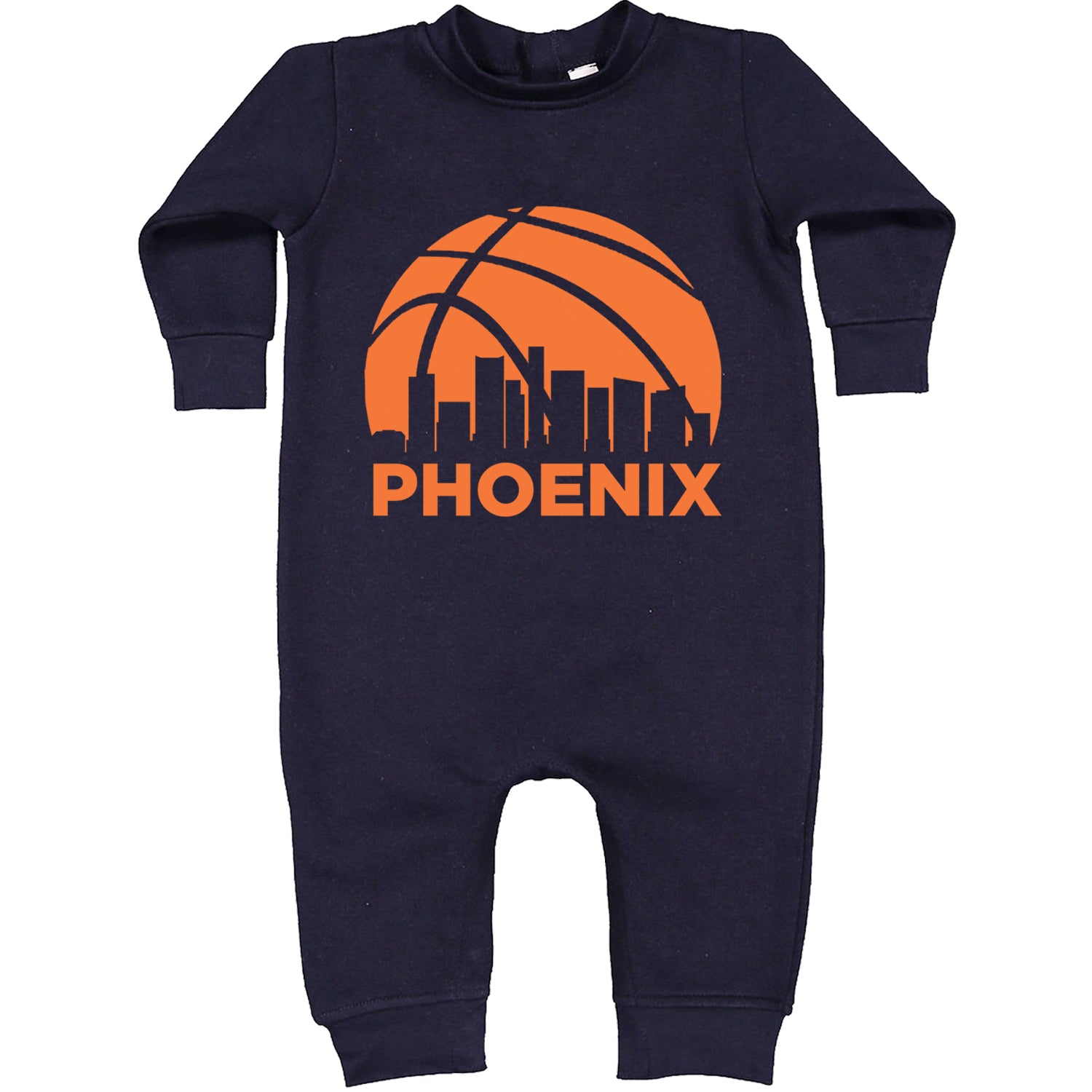 Phoenix Basketball Sunset City Skyline Toddler Hoodie And Infant Fleece Romper Navy Blue