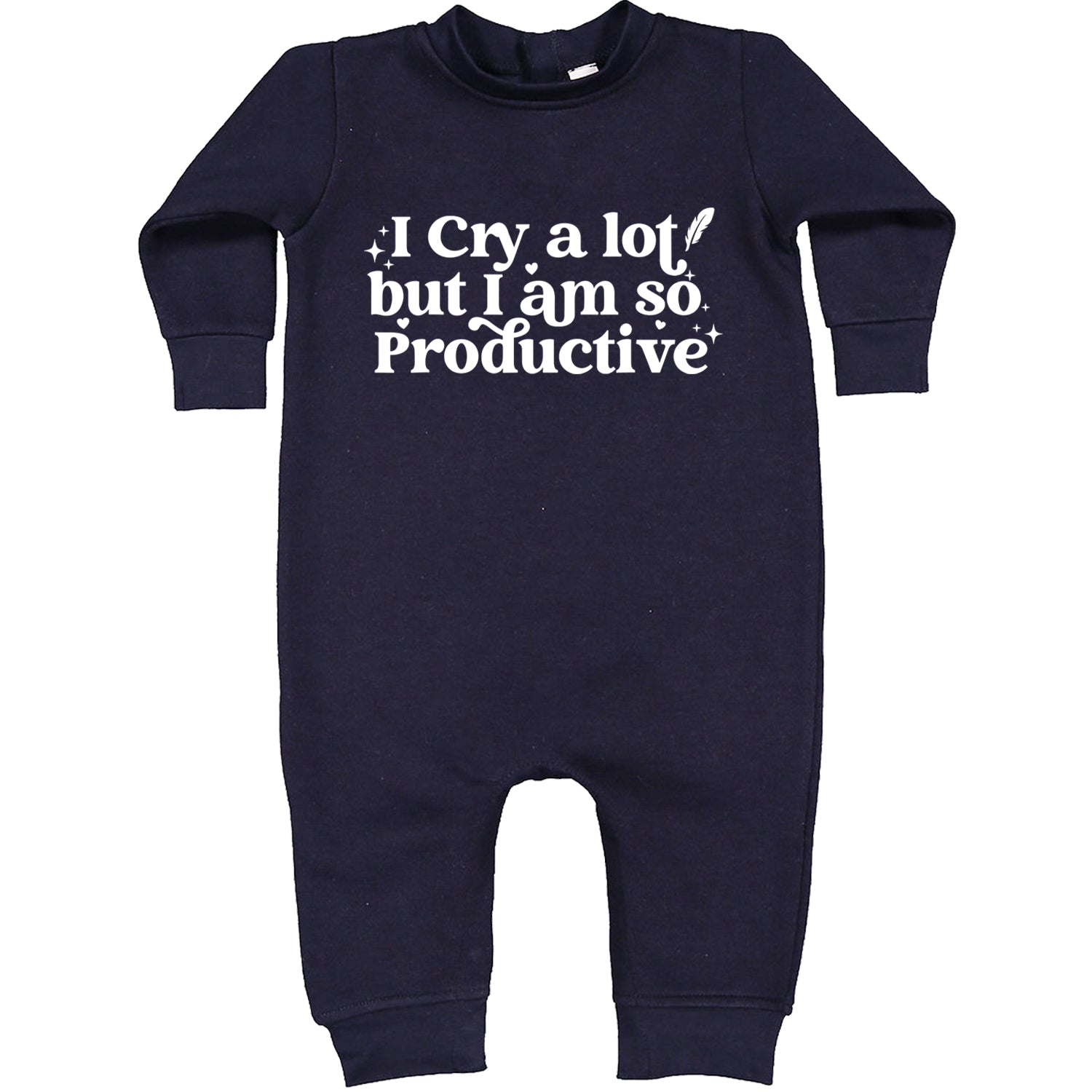 I Cry A Lot But I am So Productive TTPD Toddler Hoodie And Infant Fleece Romper Navy Blue