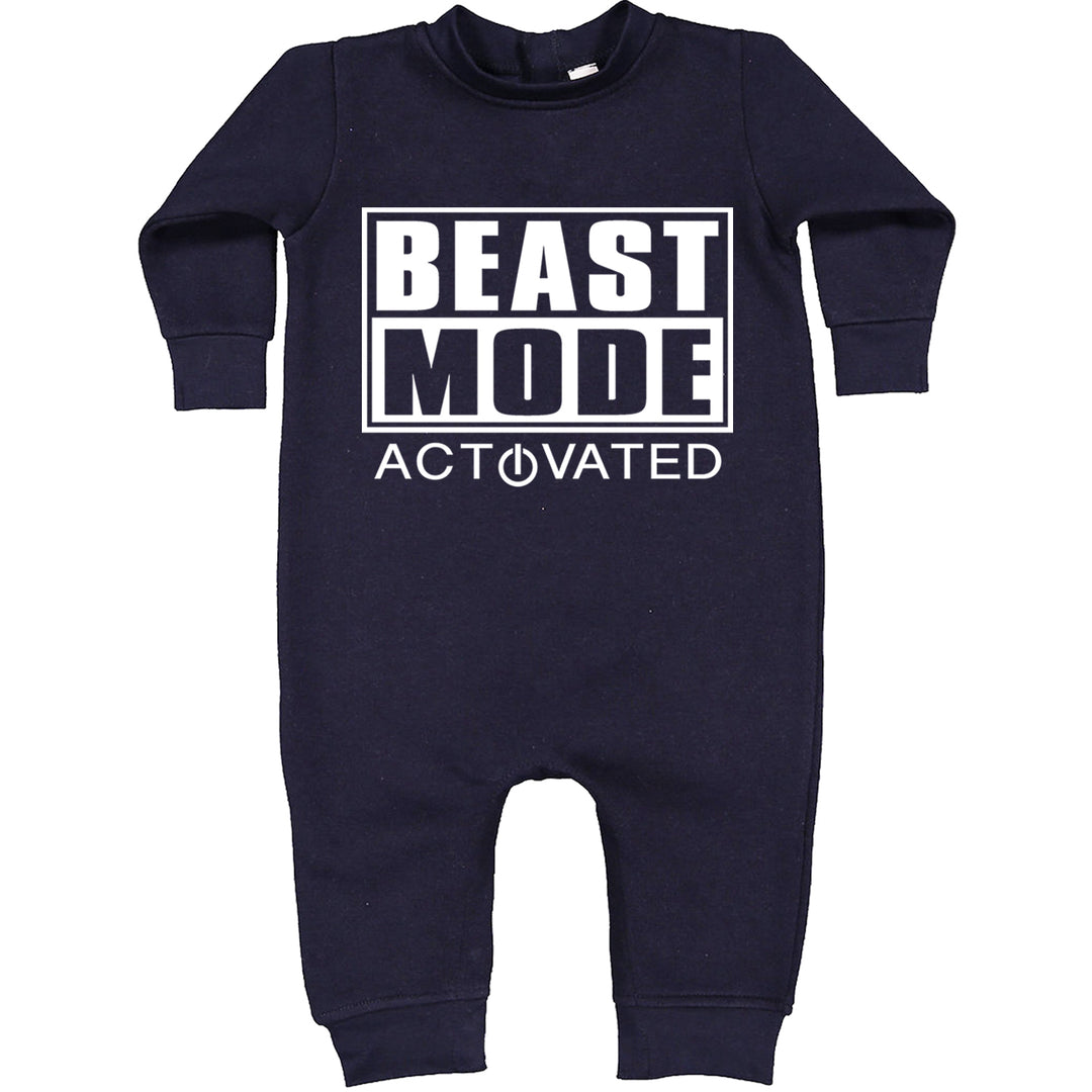 Activated Beast Mode Workout Gym Clothing Toddler Hoodie And Infant Fleece Romper Navy Blue